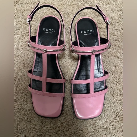 Gucci Divine Horsebit-detailed Leather Slingback Sandals in Dolly Pink - Picture 5 of 10